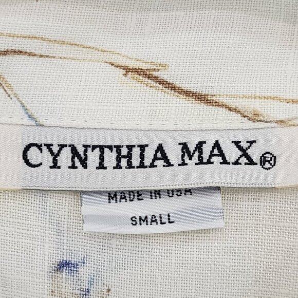 Cynthia Max Women's 100% Linen Floral Button Front Shirt Cottagecore - S - Picture 6 of 9
